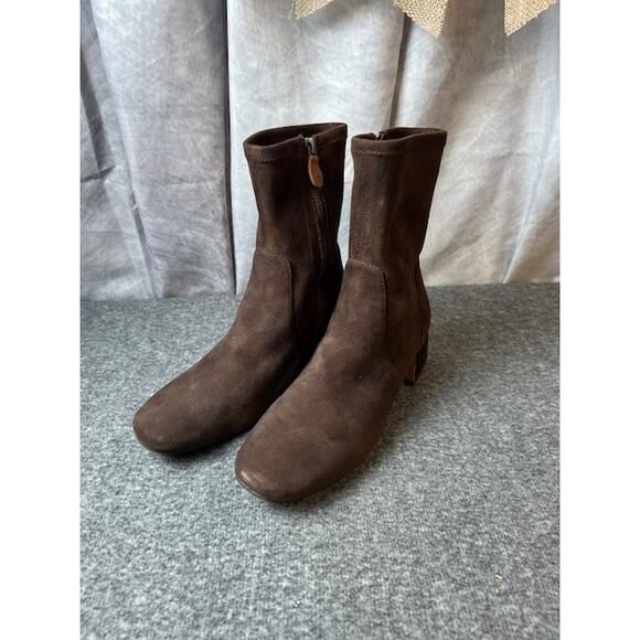 Gentle Souls By Kenneth Cole Everly Brown Suede Women Stretch Ankle Boots Size 7 - Picture 1 of 9